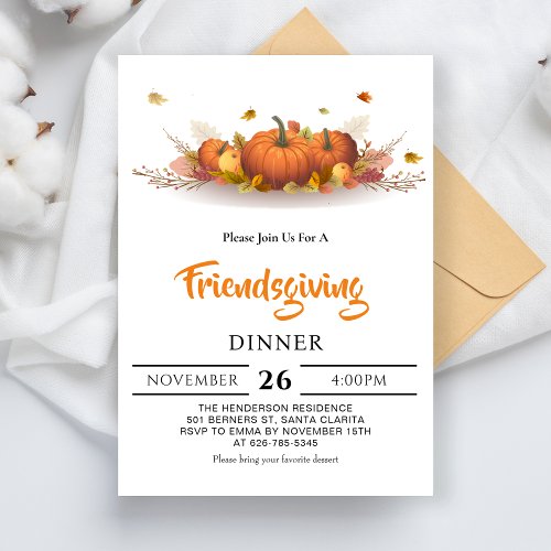 Thanksgiving Dinner Fall Text Friendsgiving Party Invitation