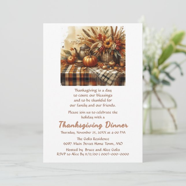 Thanksgiving Dinner Family Friends  Invitation (Standing Front)