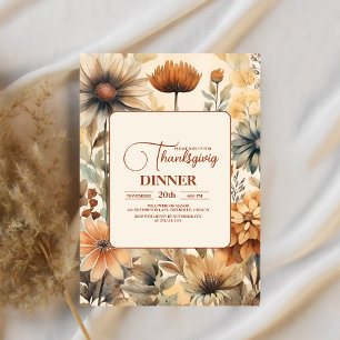 Thanksgiving Dinner Floral Invitation