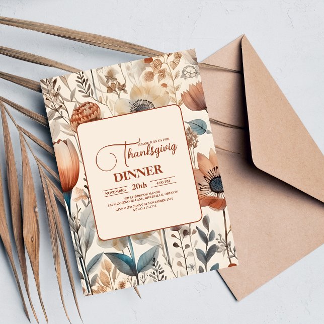 Thanksgiving Dinner Floral Invitation (Creator Uploaded)