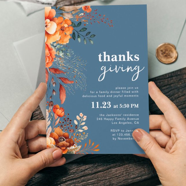 Thanksgiving dinner floral  invitation (Creator Uploaded)
