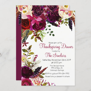 Thanksgiving Dinner Floral Invitation