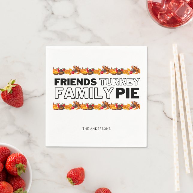 Thanksgiving Dinner Friends Turkey Family Pie Napkins (Insitu)