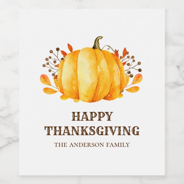 Thanksgiving dinner. Friendsgiving fall pumpkin Wine Label (Single Label)