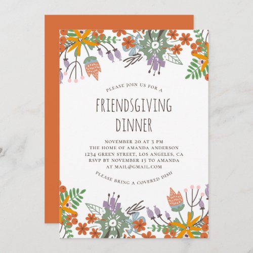 Thanksgiving dinner Friendsgiving floral feast Invitation