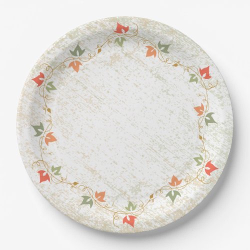 Thanksgiving Dinner Hand Drawn Autumn Ivy Vine Paper Plates