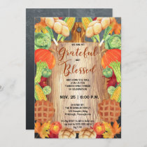 Thanksgiving Dinner-Harvest Grateful Blessed Invitation