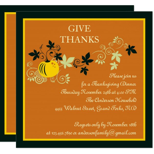 Thanksgiving Dinner Harvest Invitation