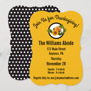 Thanksgiving Dinner in Pumpkin Pie Orange Custom I Invitation