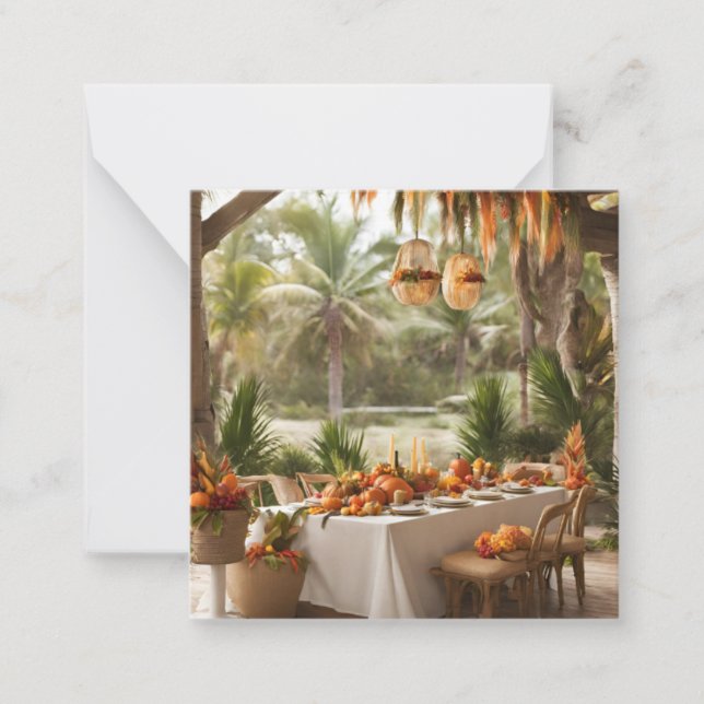 Thanksgiving Dinner in the Tropics Note Card (Front)