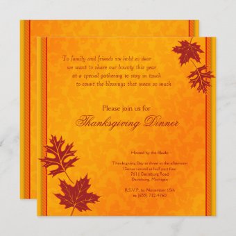 Thanksgiving Dinner Invitation | Zazzle