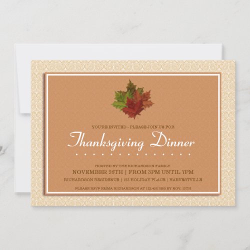 Thanksgiving Dinner Invitation - Edit to personalize these lovely Thanksgiving Dinner invitations to send or hand out to your intended guests.