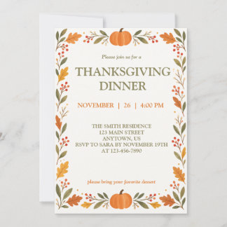 Thanksgiving Dinner Invitation