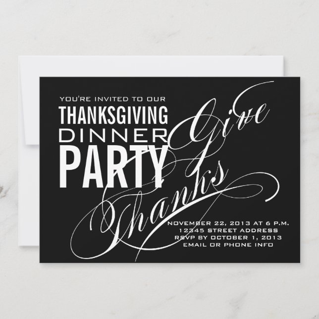 THANKSGIVING DINNER INVITATION | BLACK (Front)