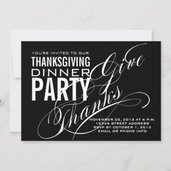 Thanksgiving Dinner Invitation | Black by zazzleoccasions at Zazzle