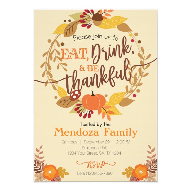 Thanksgiving Dinner Invitation, Feast Invitation