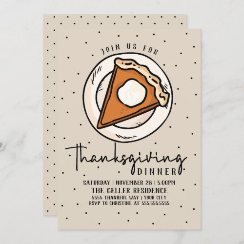 Thanksgiving Dinner Invitation Pumpkin Pie