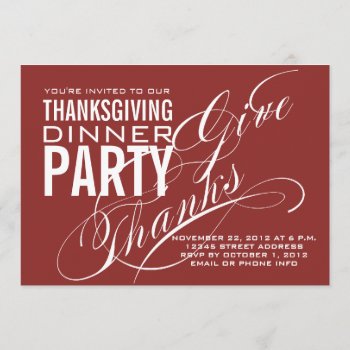 Thanksgiving Dinner Invitation | Red by zazzleoccasions at Zazzle
