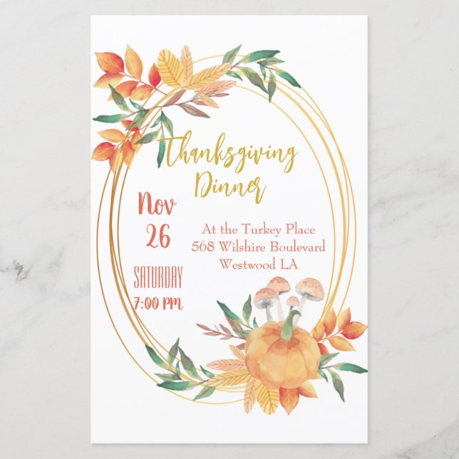Thanksgiving Dinner Invitation Template (Front)