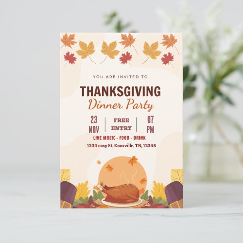 Thanksgiving dinner Invitation template Editable