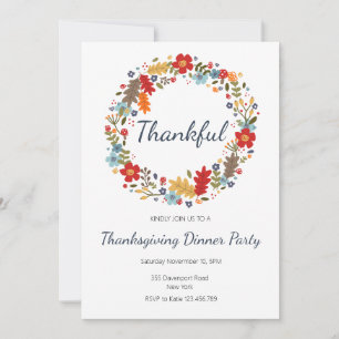 Thanksgiving Dinner Invitation Thankful Wreath