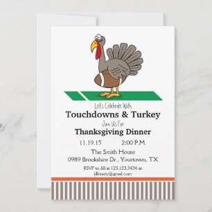 Thanksgiving Dinner Invitation Touchdowns & turkey