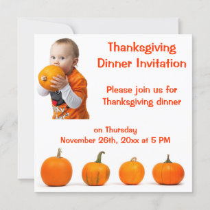 Thanksgiving Dinner Invitations Baby and Pumpkins