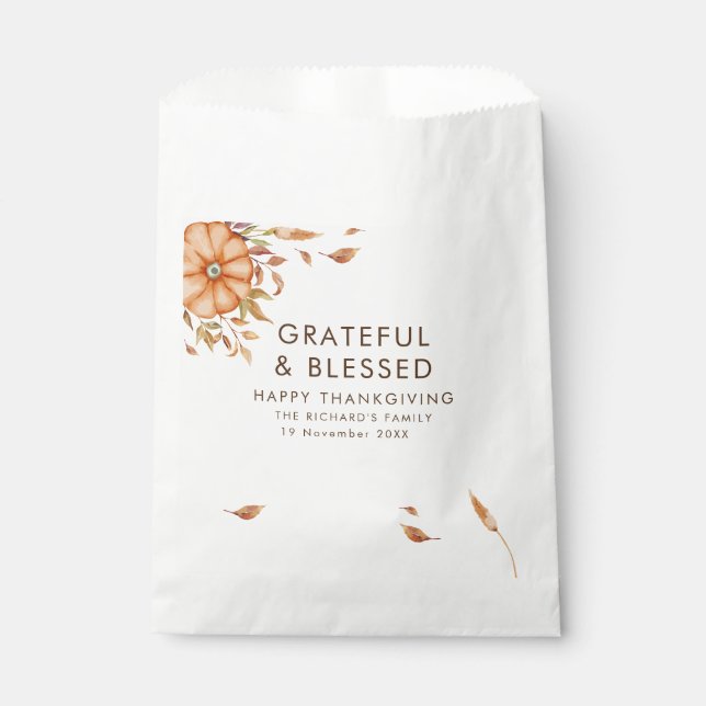 Thanksgiving Dinner Invite Boho Theme Favor Bag (Front)