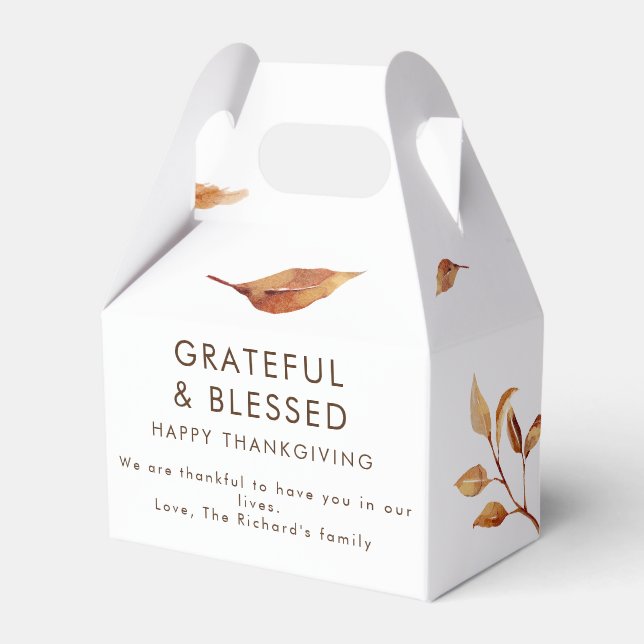 Thanksgiving Dinner Invite Boho Theme Favor Boxes (Front Side)