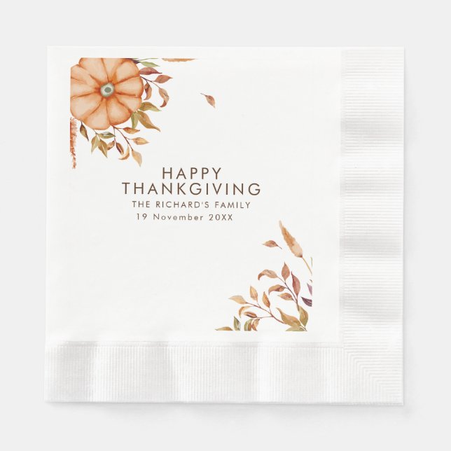 Thanksgiving Dinner Invite Boho Theme Napkins (Front)