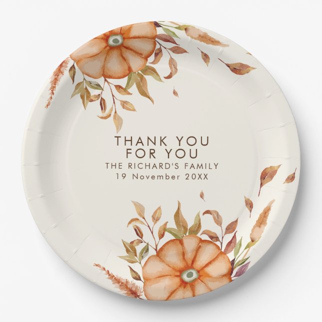 Thanksgiving Dinner Invite Boho Theme Paper Plates (Front)