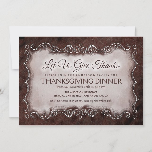 Thanksgiving Dinner Invite - Let Us Give Thanks (Front)