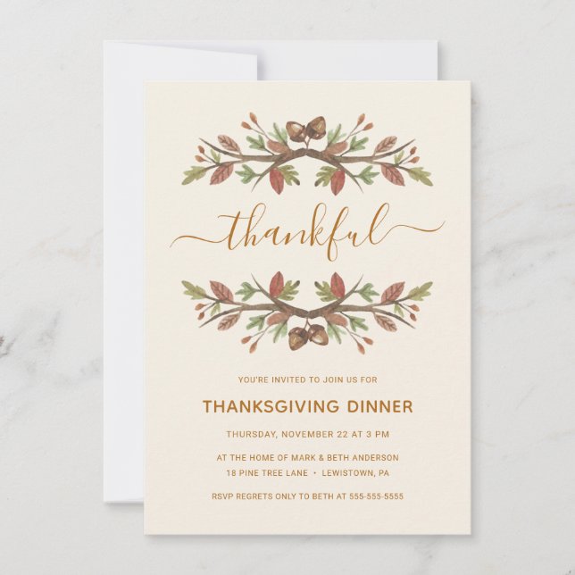 THANKSGIVING DINNER INVITE | THANKFUL FALL FOLIAGE (Front)