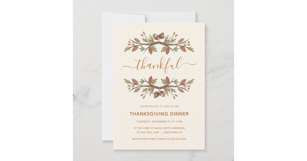 THANKSGIVING DINNER INVITE | THANKFUL FALL FOLIAGE | Zazzle