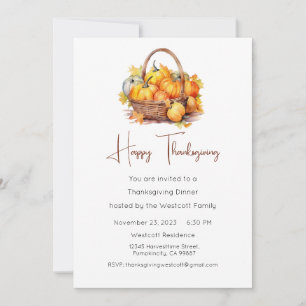 Thanksgiving Dinner Invite, Thanksgiving Holiday