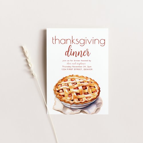 Thanksgiving Dinner Invite with Apple Pie