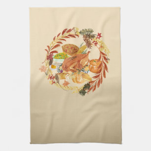 Thanksgiving Dinner Kitchen Towel