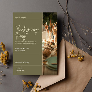 Thanksgiving Dinner Let's Give Thanks Invitation