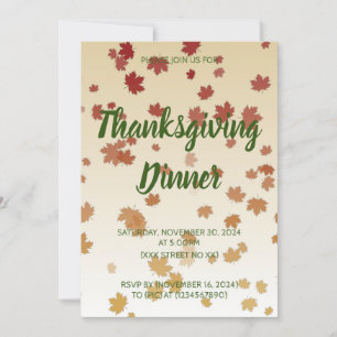 Thanksgiving Dinner Maple Leaves Invitation