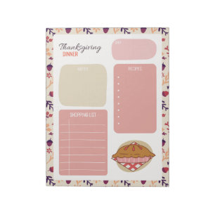 Thanksgiving Dinner Meal Plan Notepad