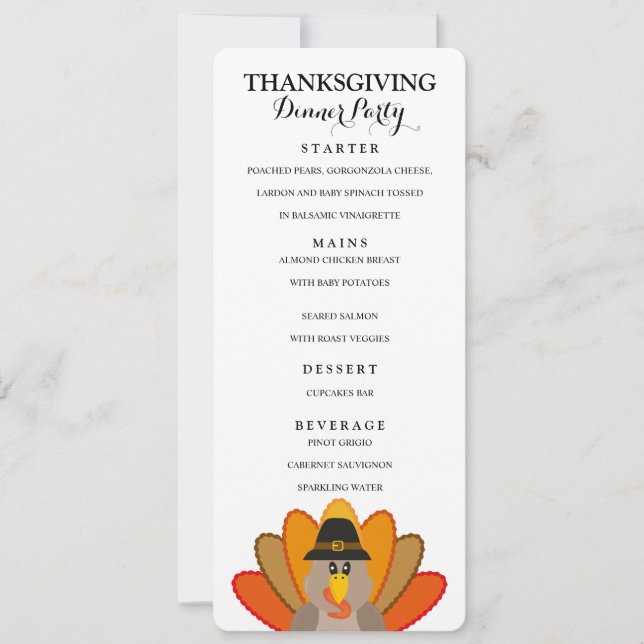 Thanksgiving Dinner menu card template (Front)