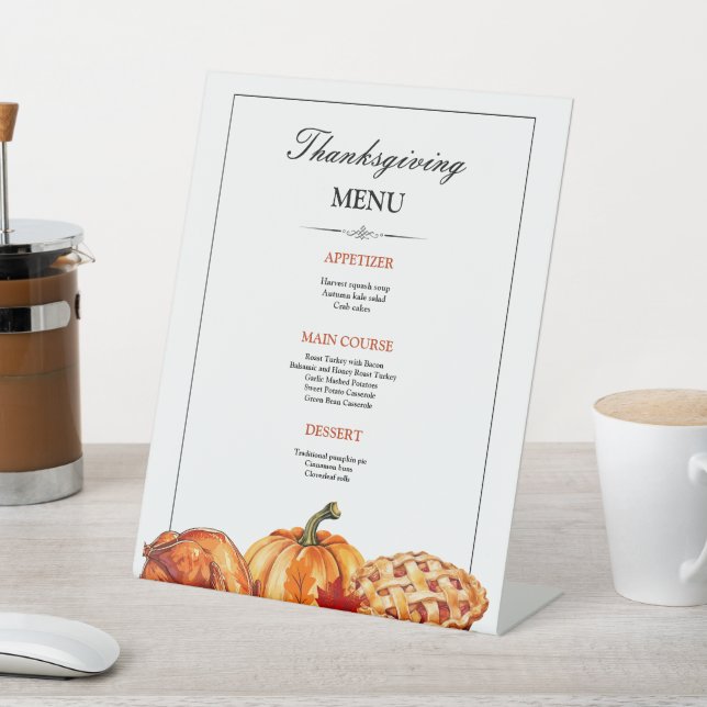 Thanksgiving Dinner Menu Invitation, Thanksgiving  Pedestal Sign (In SItu)