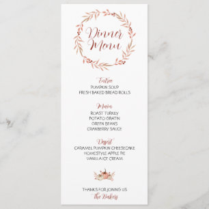 Thanksgiving Dinner Menu Pumpkin Spice