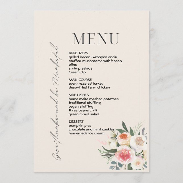 Thanksgiving dinner menu style 03.retro fall (Front)