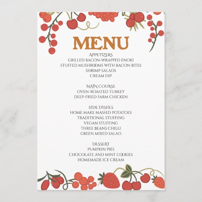 Thanksgiving dinner menu style 05.retro fall (Front)