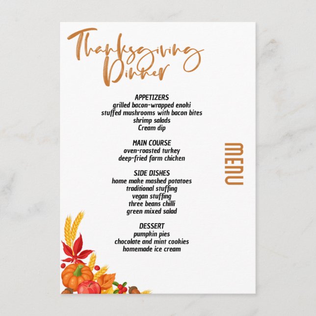 Thanksgiving dinner menu style 06.retro fall (Front)