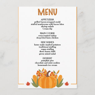 Thanksgiving dinner menu style 10.retro fall
