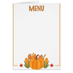 Thanksgiving dinner menu style 10.retro fall cards
