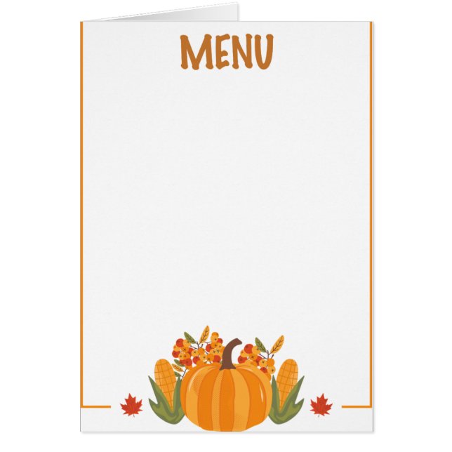 Thanksgiving dinner menu style 10.retro fall cards (Front)