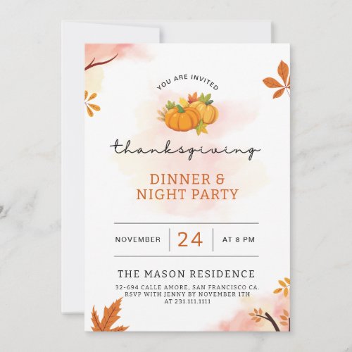 Thanksgiving Dinner  Night Party Invitation